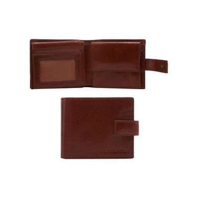 Tan Italian leather fold out ID pass wallet in a gift box